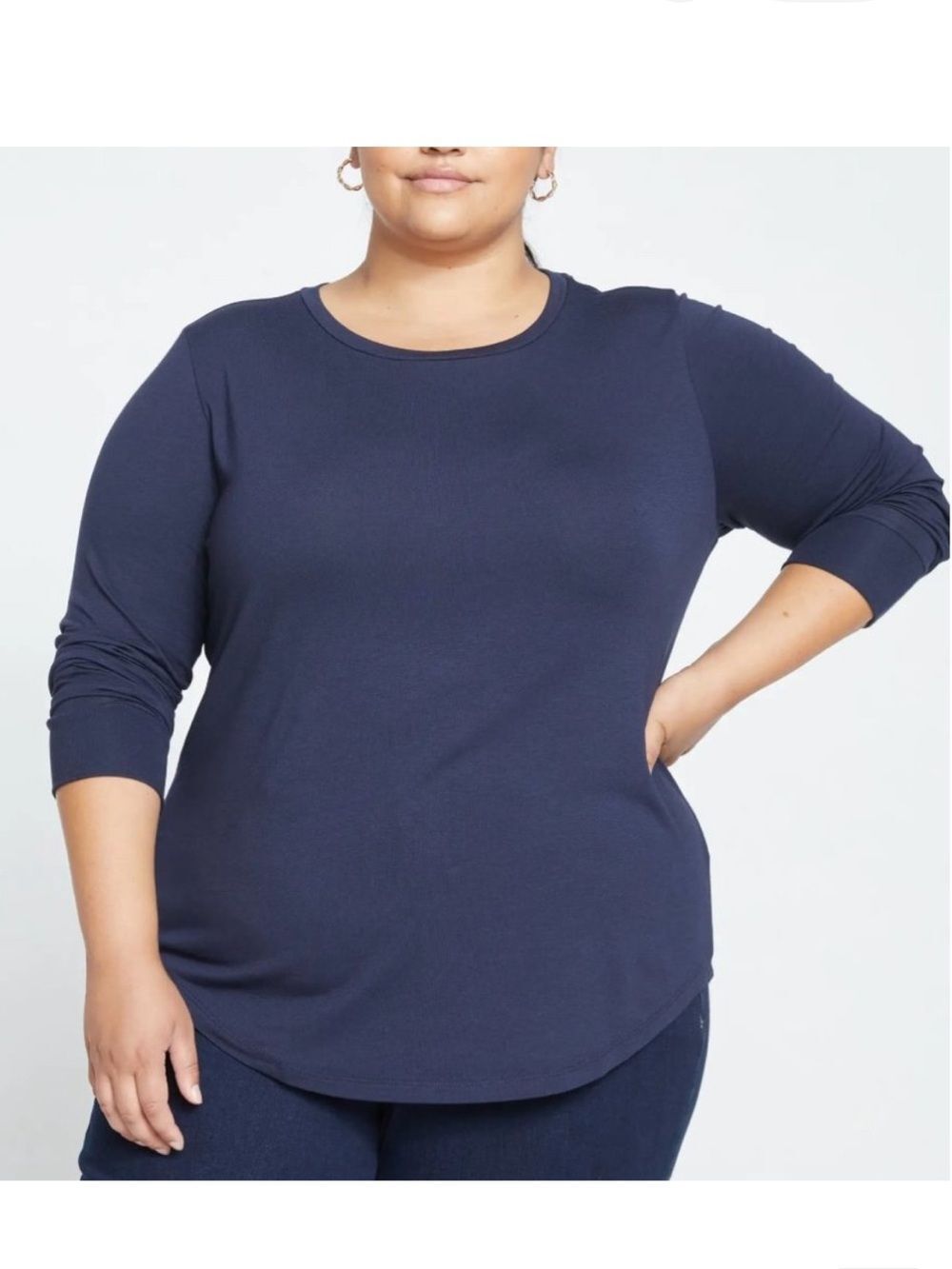 UNIVERSAL STANDARD Long Sleeve Tee Rex Navy Women’s Size 2XS (6-8)